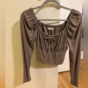 Madewell Rib Square Neck Long Sleeve Crop Top
